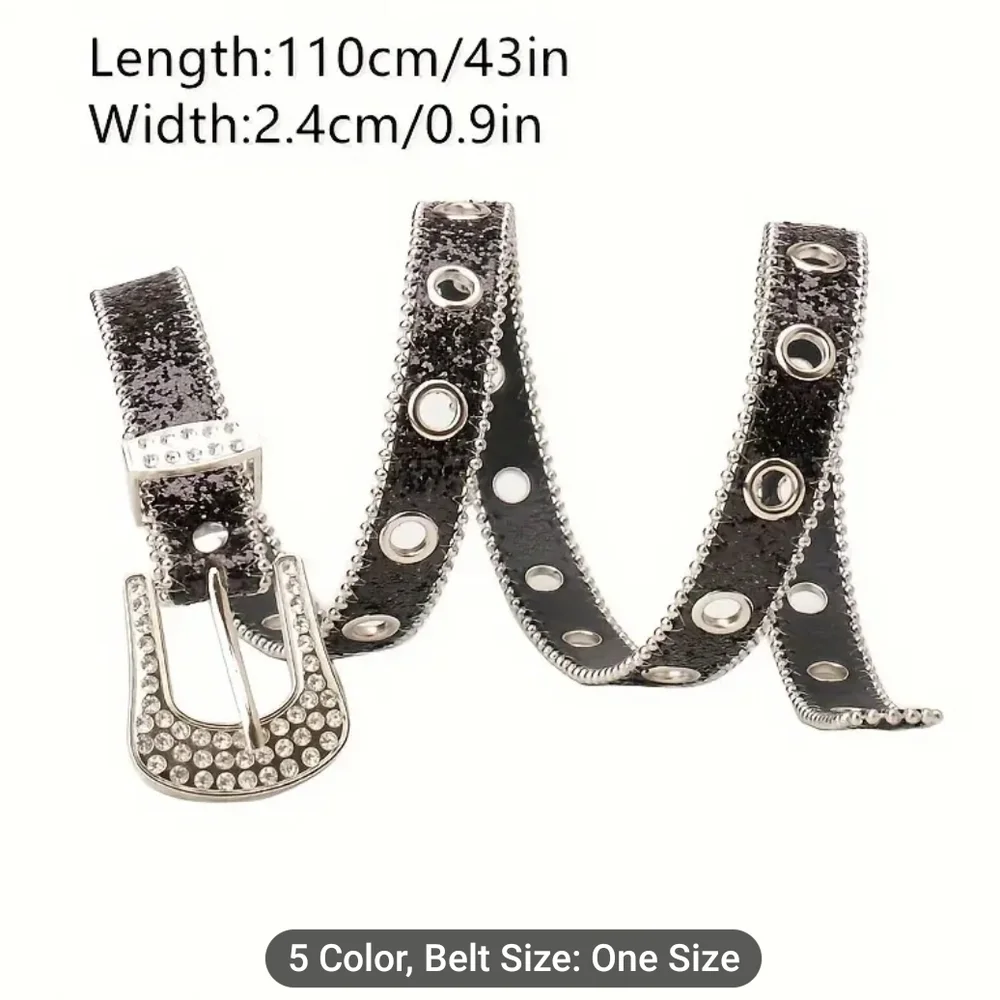 Pink Sparkle Glitter Belt with Silver Western Details